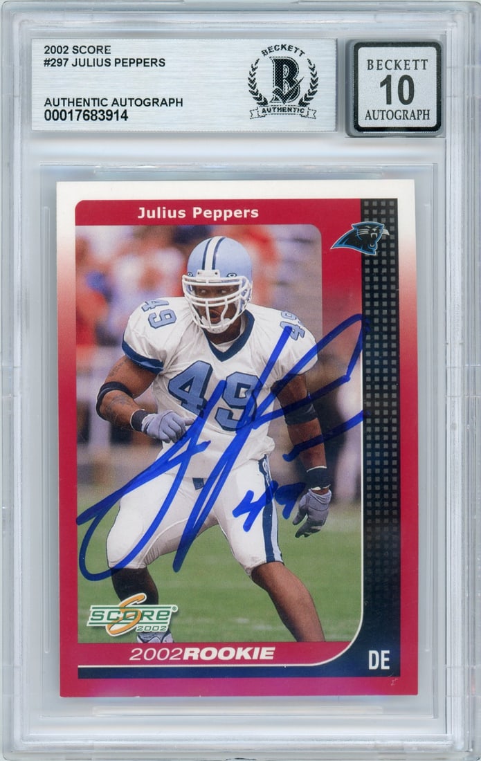 2002 Score Julius Peppers RC Autographed Card BGS 10 Panthers (1 of 2)
