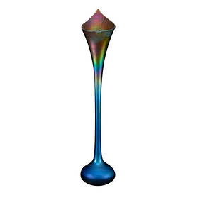 Quezal Art Glass Iridescent Floriform Vase Circa 1915 17.5in Tall (1 of 3)