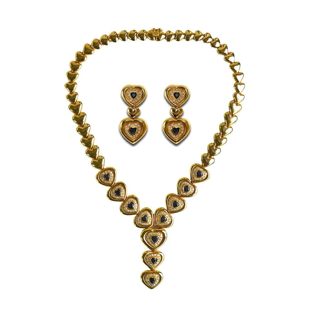Elegant 18K Yellow Gold Blue Sapphire Diamond Jewelry Set (1 of 12)