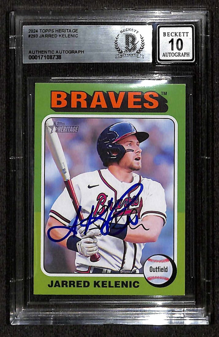 Jarred Kelenic Signed 2024 Topps Heritage Card Auto Grade 10 Beckett (1 of 1)