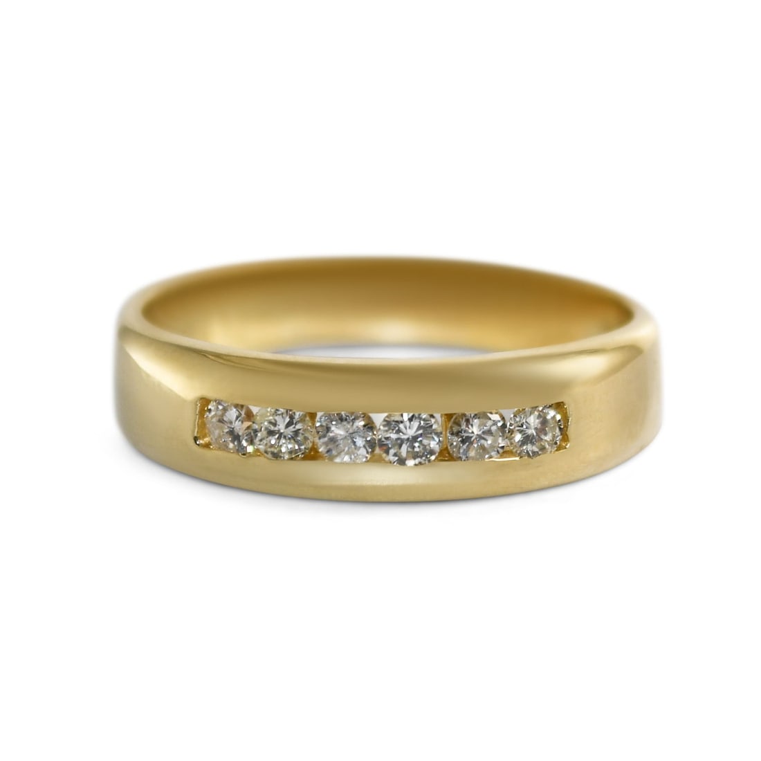 14K Yellow Gold Diamond Wedding Band 0.50ct Round Brilliant Size 12: 14K Yellow Gold Diamond Wedding Band 0.50ct Round Brilliant Size 12 This exquisite 14K yellow gold diamond wedding band features a stunning array of round brilliant cut diamonds with a total weight of
