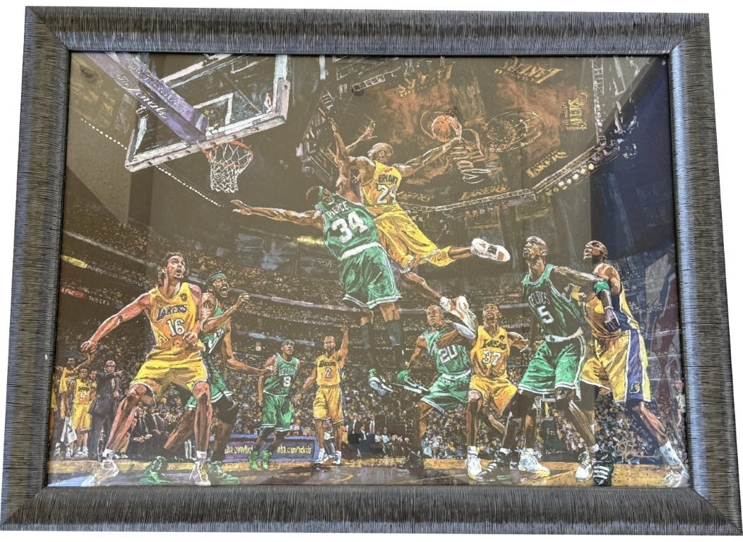 Opie Otterstad Signed Print Lakers Celtics Kobe Bryant Pau Gasol 28.5x40 (1 of 3)
