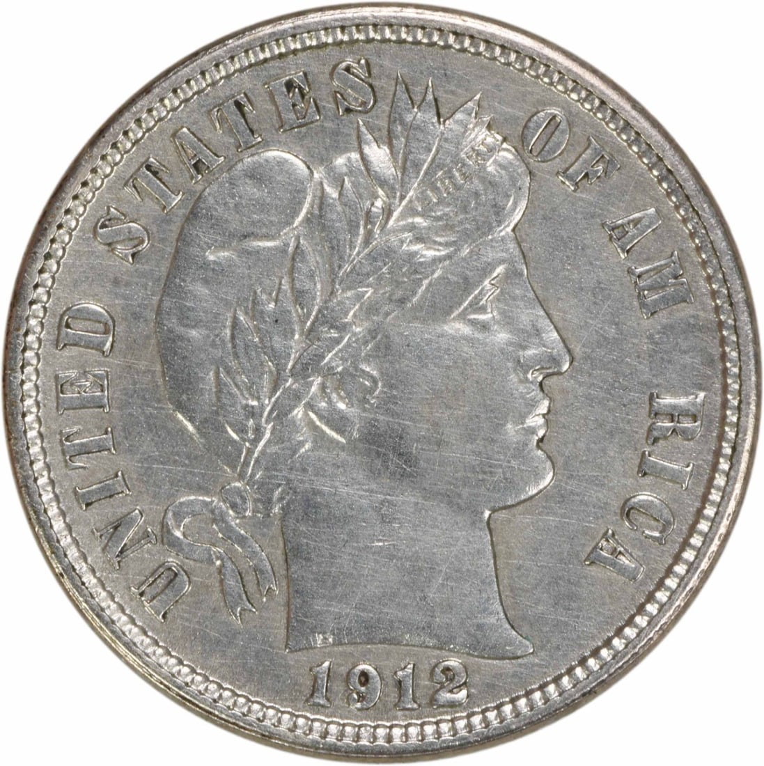 1912 Barber Silver Dime AU Uncertified 10C 90% Silver (1 of 2)
