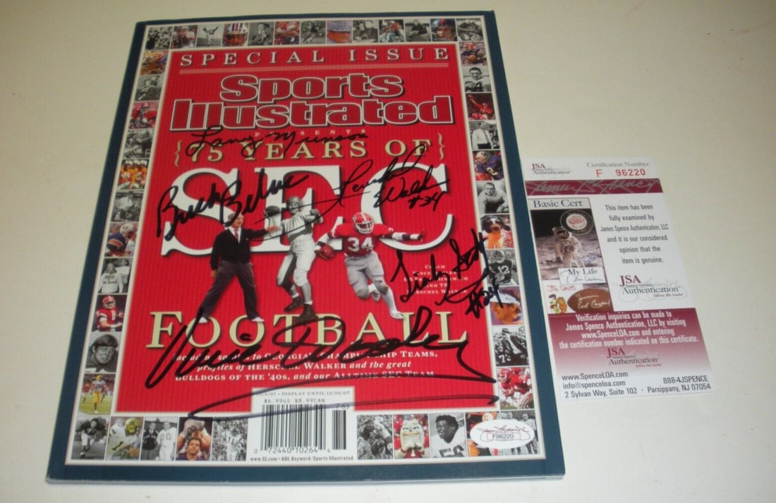 Larry Munson Vince Dooley Herschel Walker Signed Sports Illustrated JSA COA (1 of 1)