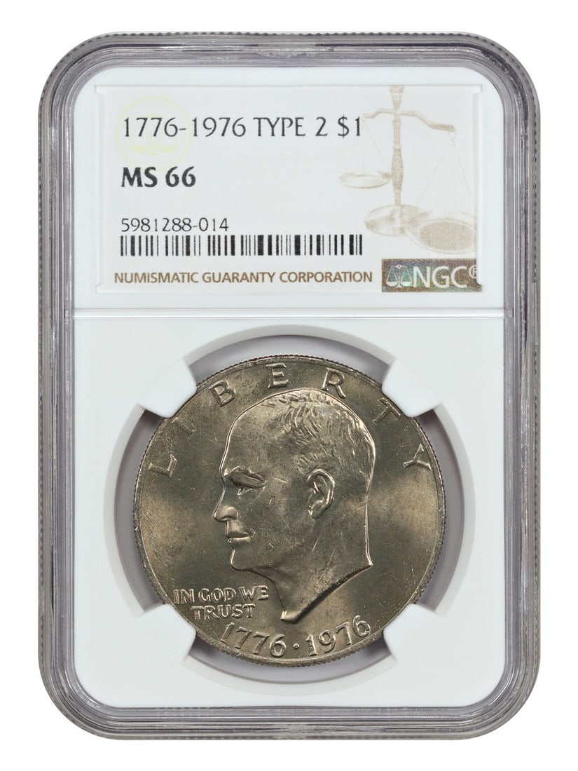 1976 NGC MS66 Ike Dollar Coin Type 2 Uncirculated (1 of 4)