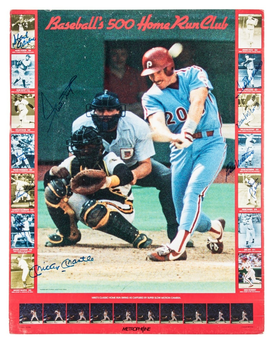 Mickey Mantle Ted Williams Willie Mays Signed 500 Home Run Club Lithograph Poster Beckett (1 of 12)