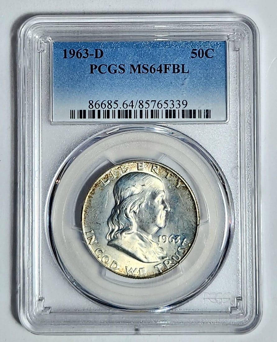 1963 D Franklin Half Dollar Silver PCGS MS-64 FBL (1 of 2)