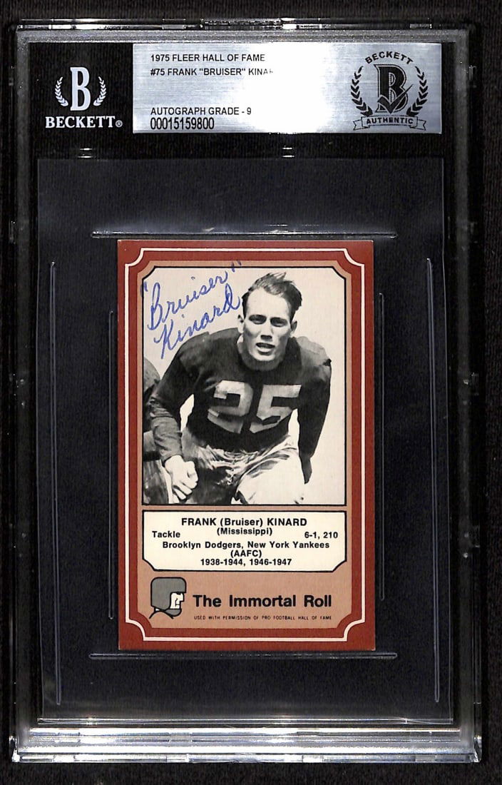 Frank Bruiser Kinard Signed 1975 Fleer Immortal Roll Card Beckett Authenticated (1 of 1)