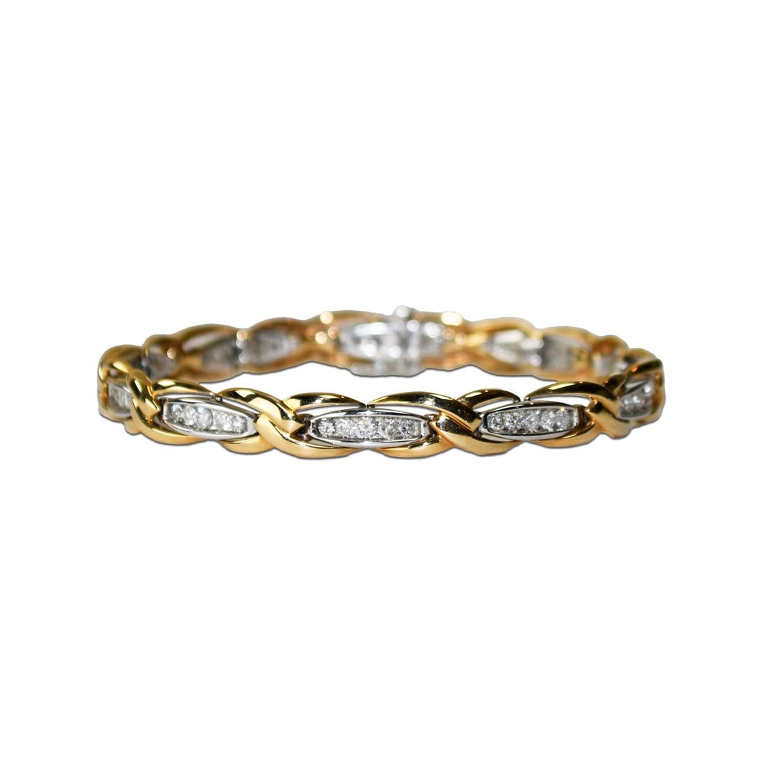 Elegant 14K Two-Tone Gold 1.00ct Diamond Tennis Bracelet (1 of 6)