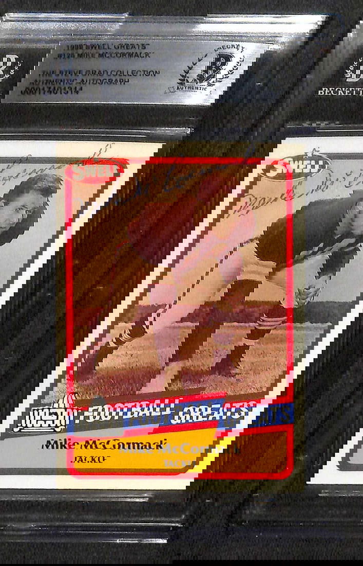 Mike McCormack Signed 1989 Swell Greats Football Card Beckett Authenticated (1 of 1)