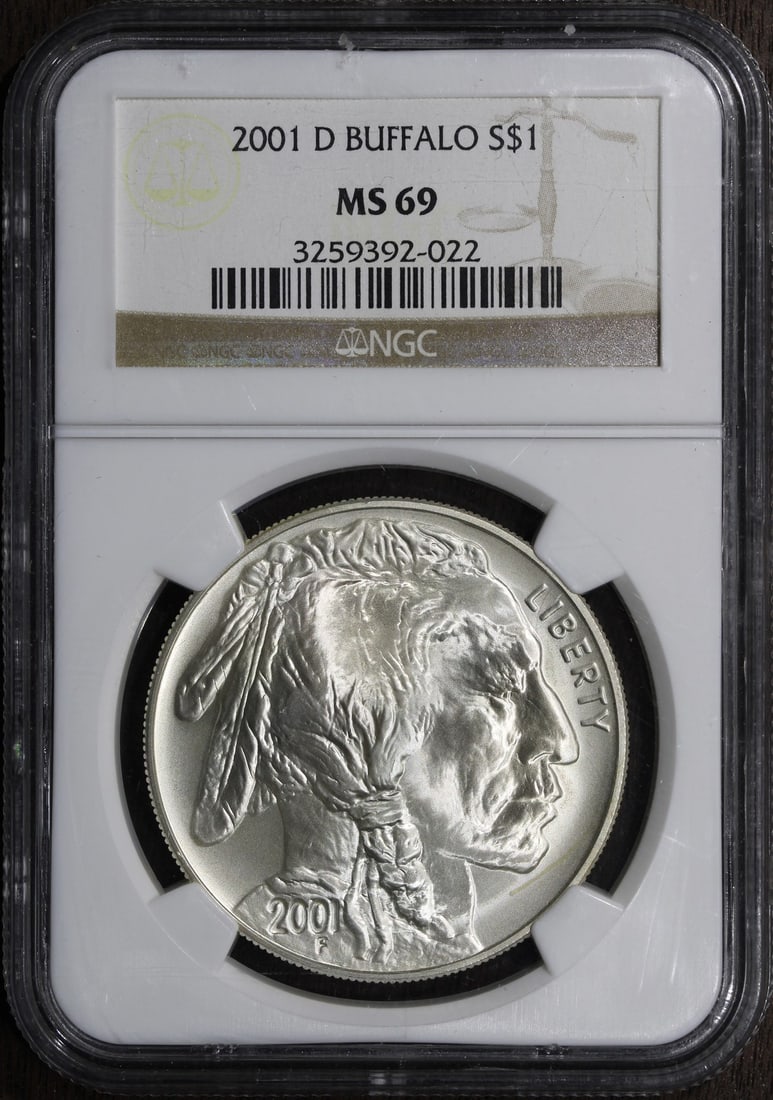 2001-D American Buffalo Silver Dollar MS69 NGC Certified 1 oz Coin (1 of 2)