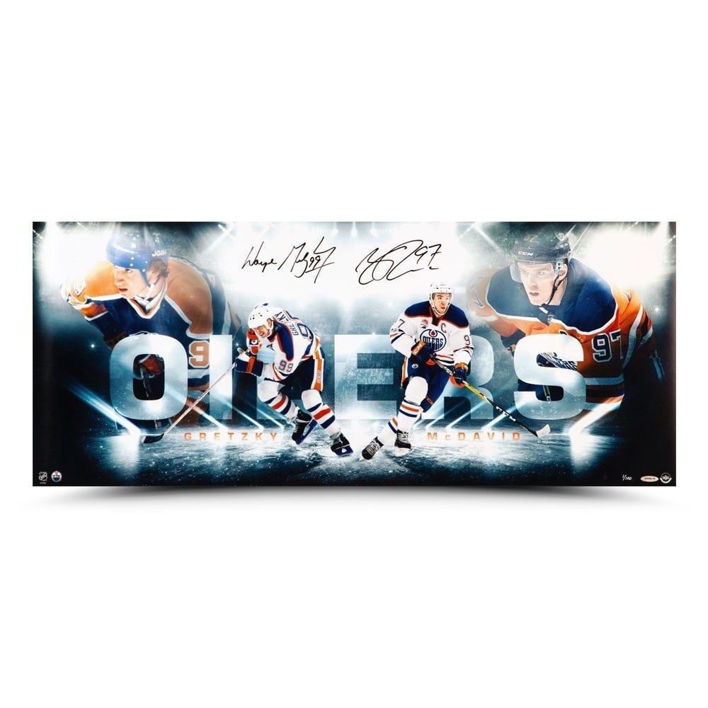 Wayne Gretzky Connor McDavid Autographed Photo 15X36 #/100 Upper Deck (1 of 5)