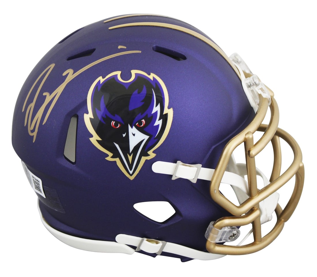 Ray Lewis Signed 2024 Ravens Alt Speed Mini Helmet BAS Authenticated (1 of 2)