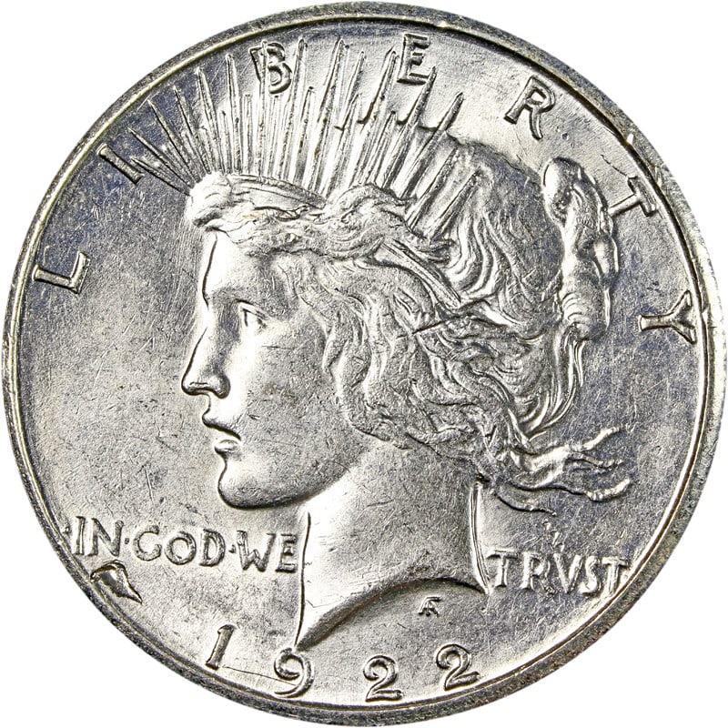 1922-S Peace Dollar Error Struck Thru Silver Coin (1 of 2)