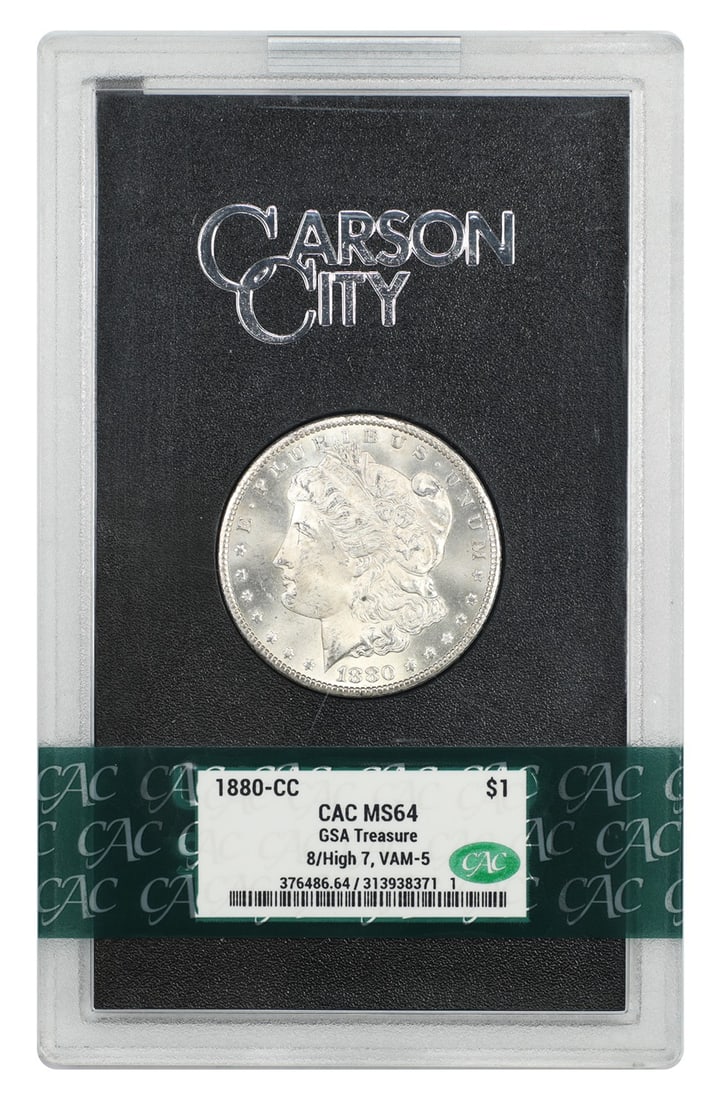 1880-CC Morgan Dollar VAM-5 MS64 CACG Certified Overdate Variety (1 of 4)