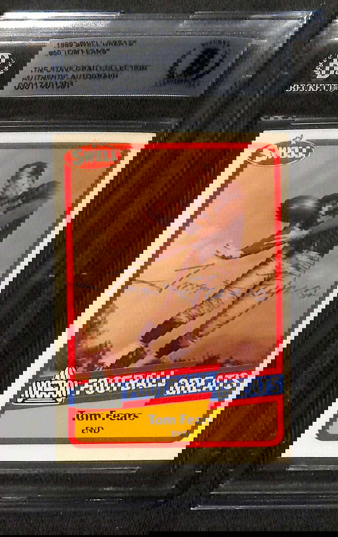 Tom Fears Signed 1989 Swell Greats #50 Card Beckett Authenticated (1 of 1)