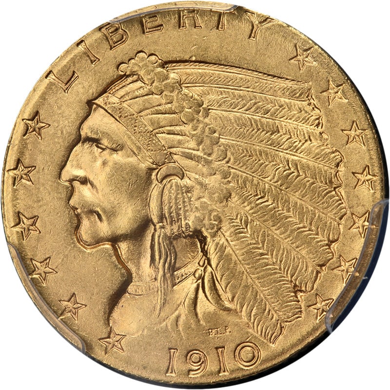 1910 $2.50 Gold Indian Coin PCGS MS63 United States (1 of 4)