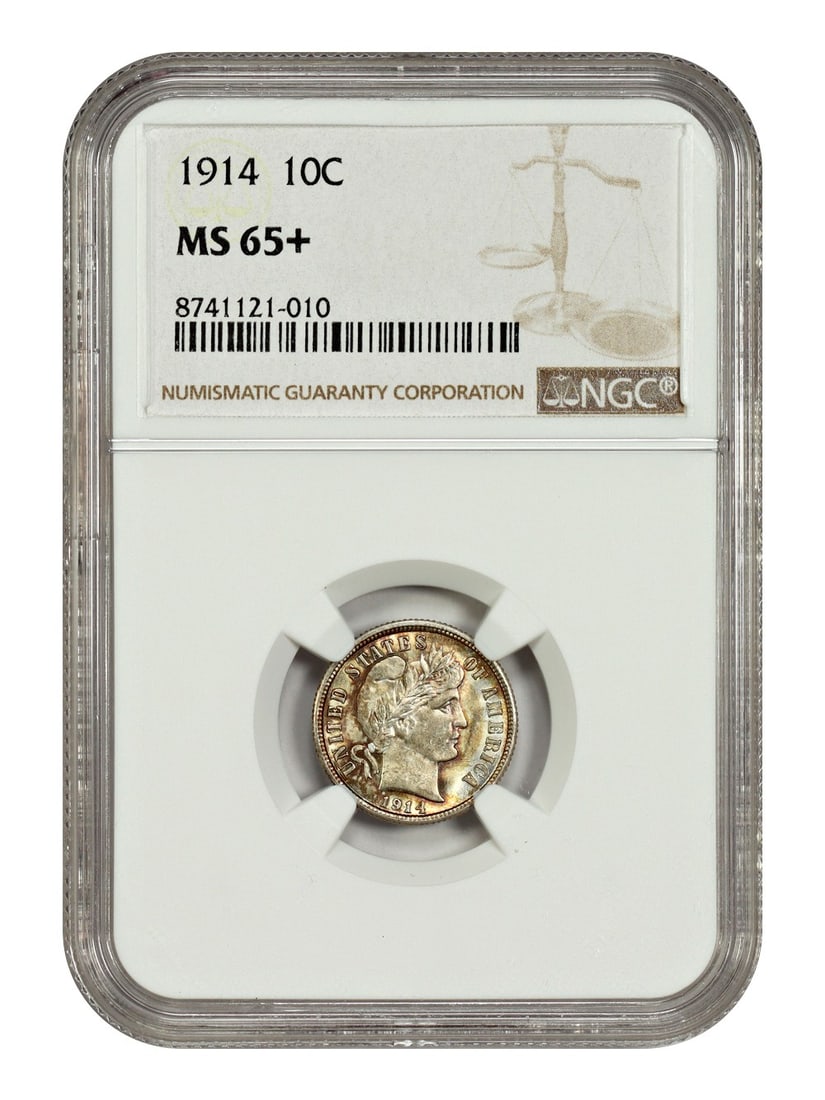 1914 Barber Dime NGC MS65 Plus Philadelphia Mint 10 Cent Coin (1 of 4)