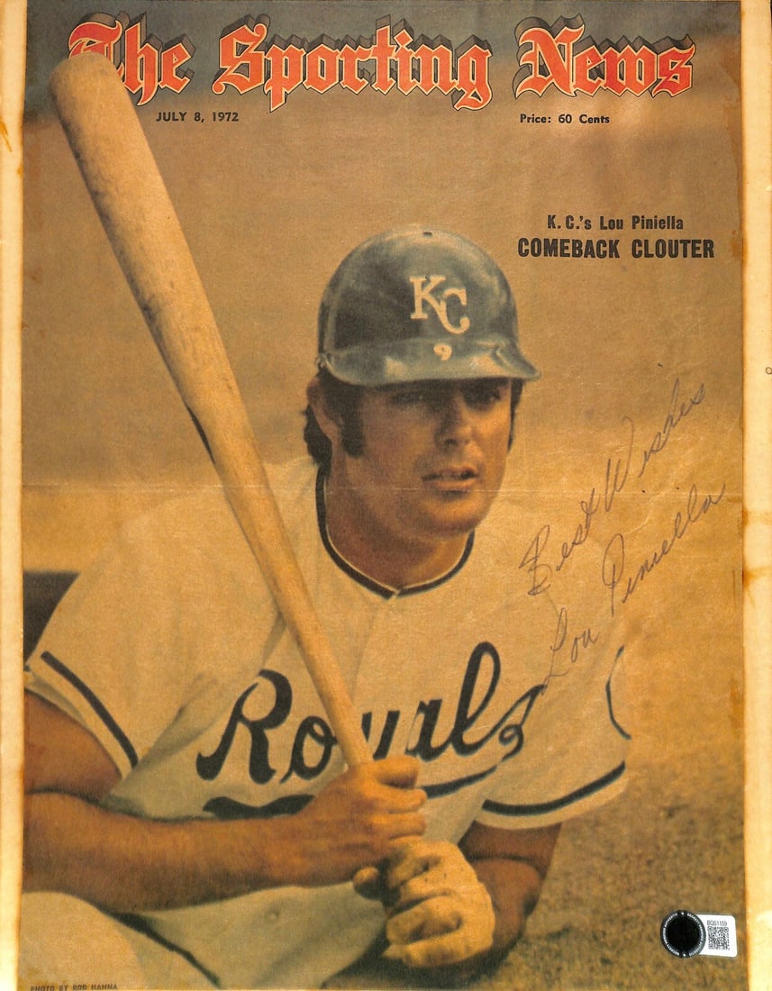 Lou Piniella Signed July 8 1972 Sporting News Magazine Cover Beckett Certified (1 of 1)