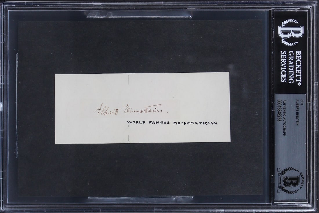 Albert Einstein Signed 2x5 Cut Signature Authenticated by Beckett (1 of 3)