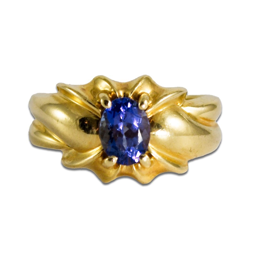 14K Yellow Gold Oval Tanzanite Ring 1.00ct Size 7.25 Ladies Jewelry (1 of 5)