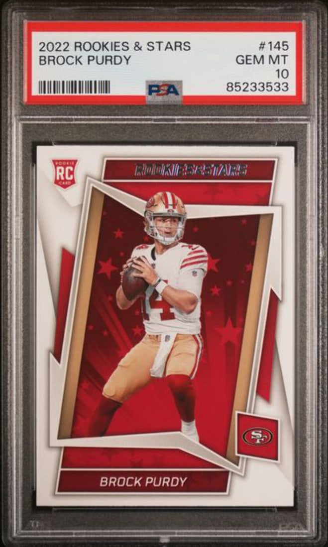 2022 Panini Rookies & Stars Brock Purdy #145 PSA 10 Rookie Football Card (1 of 2)