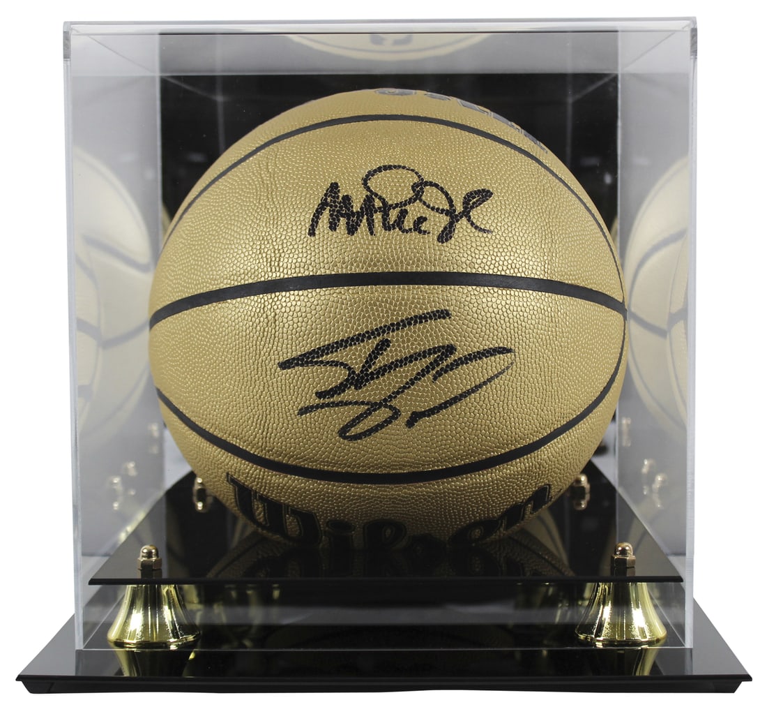 Magic Johnson Shaquille O'Neal Signed Gold Basketball with Beckett Authentication (1 of 4)