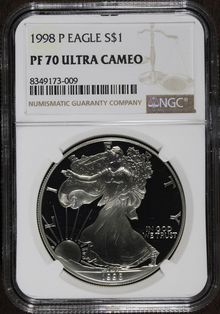 1998 Proof 1 oz Silver American Eagle Dollar NGC PF70 Ultra Cameo (1 of 2)