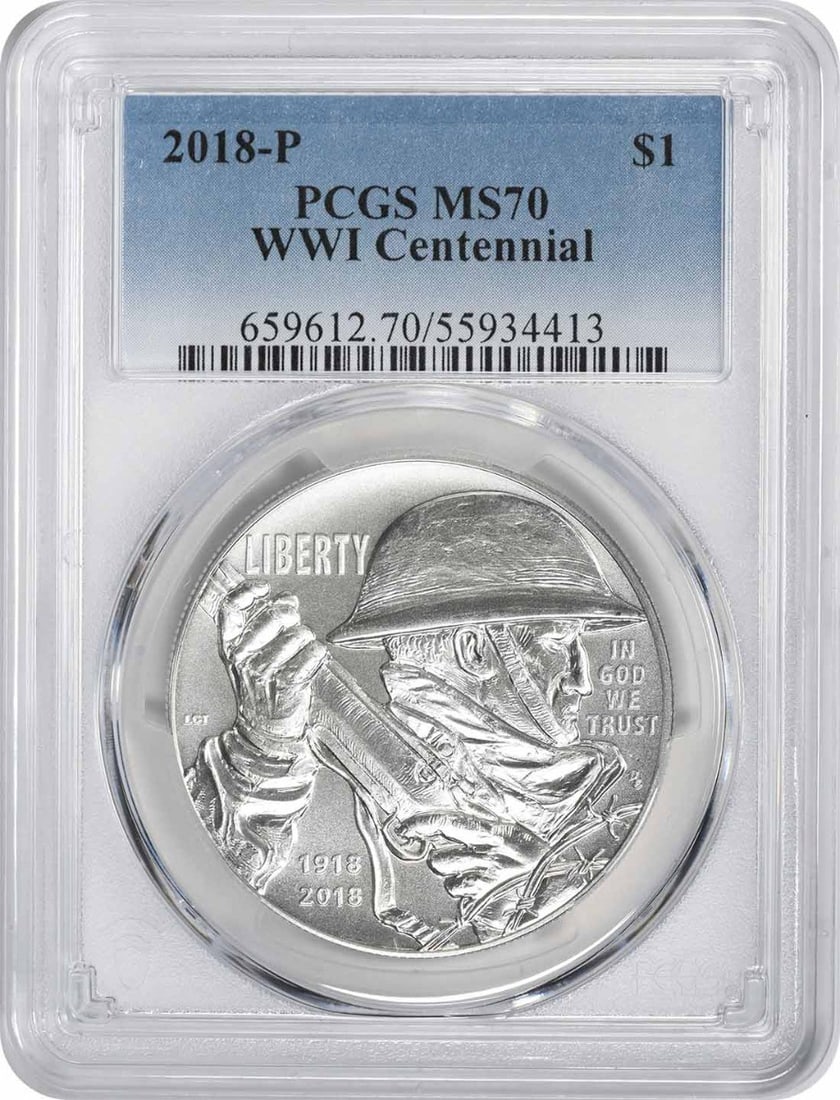 2018 Philadelphia WWI Centennial Silver Dollar PCGS MS70 Certified (1 of 2)