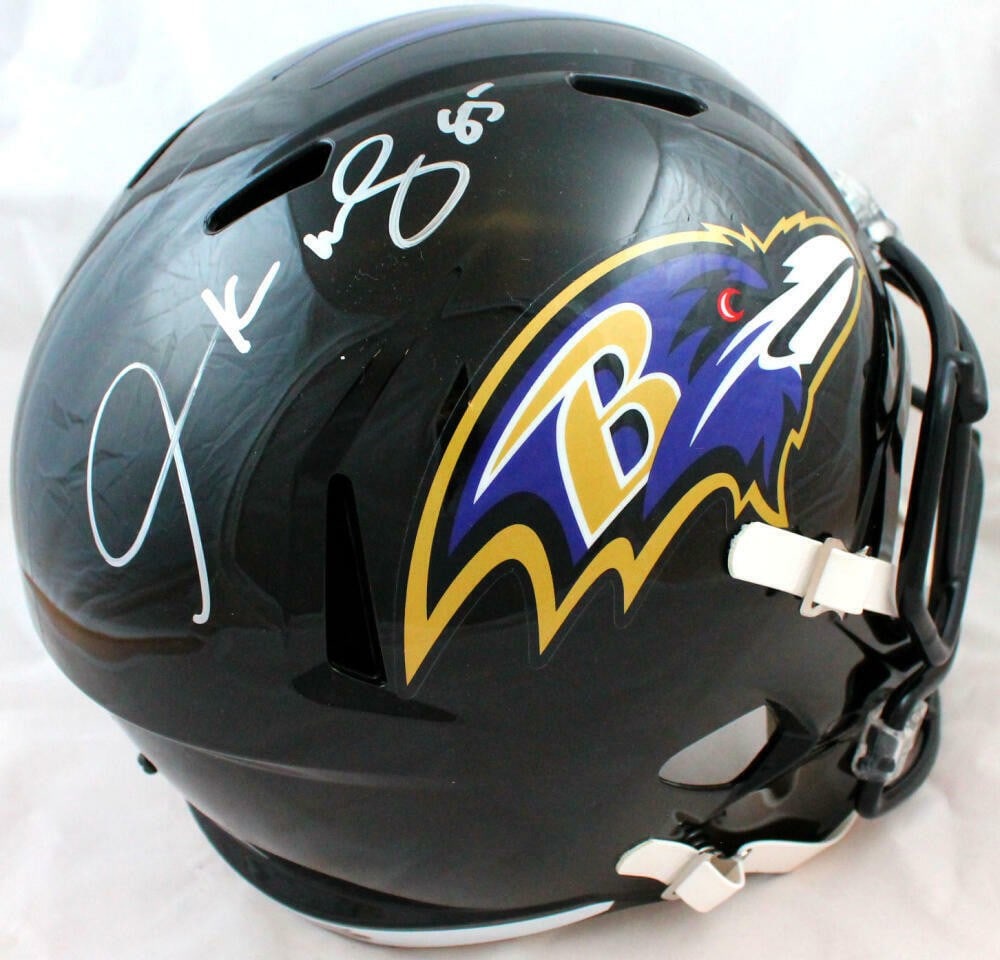 Derrick Mason Autographed Baltimore Ravens F/S Speed Helmet Beckett Authenticated (1 of 5)