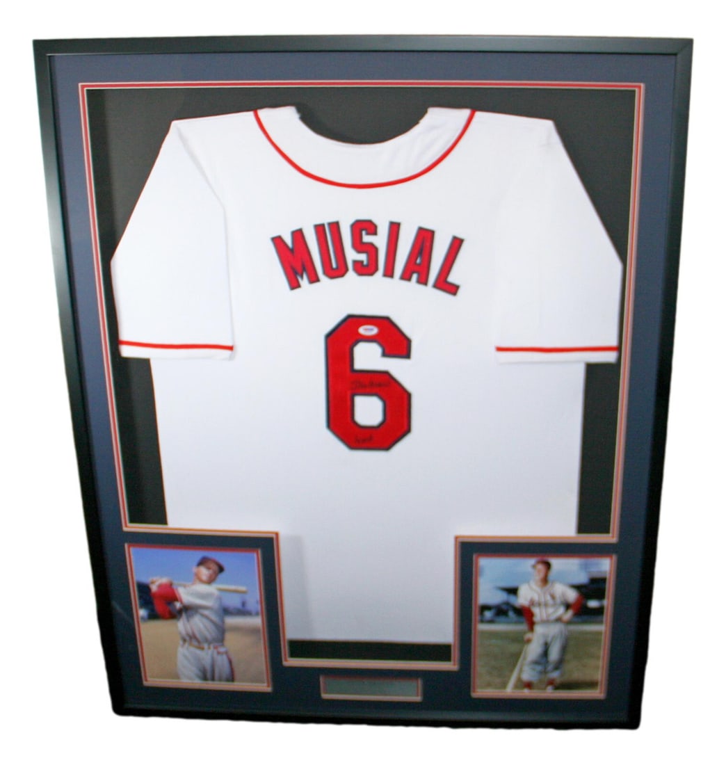 Stan Musial Signed Jersey Framed St. Louis Cardinals PSA Authenticated (1 of 4)
