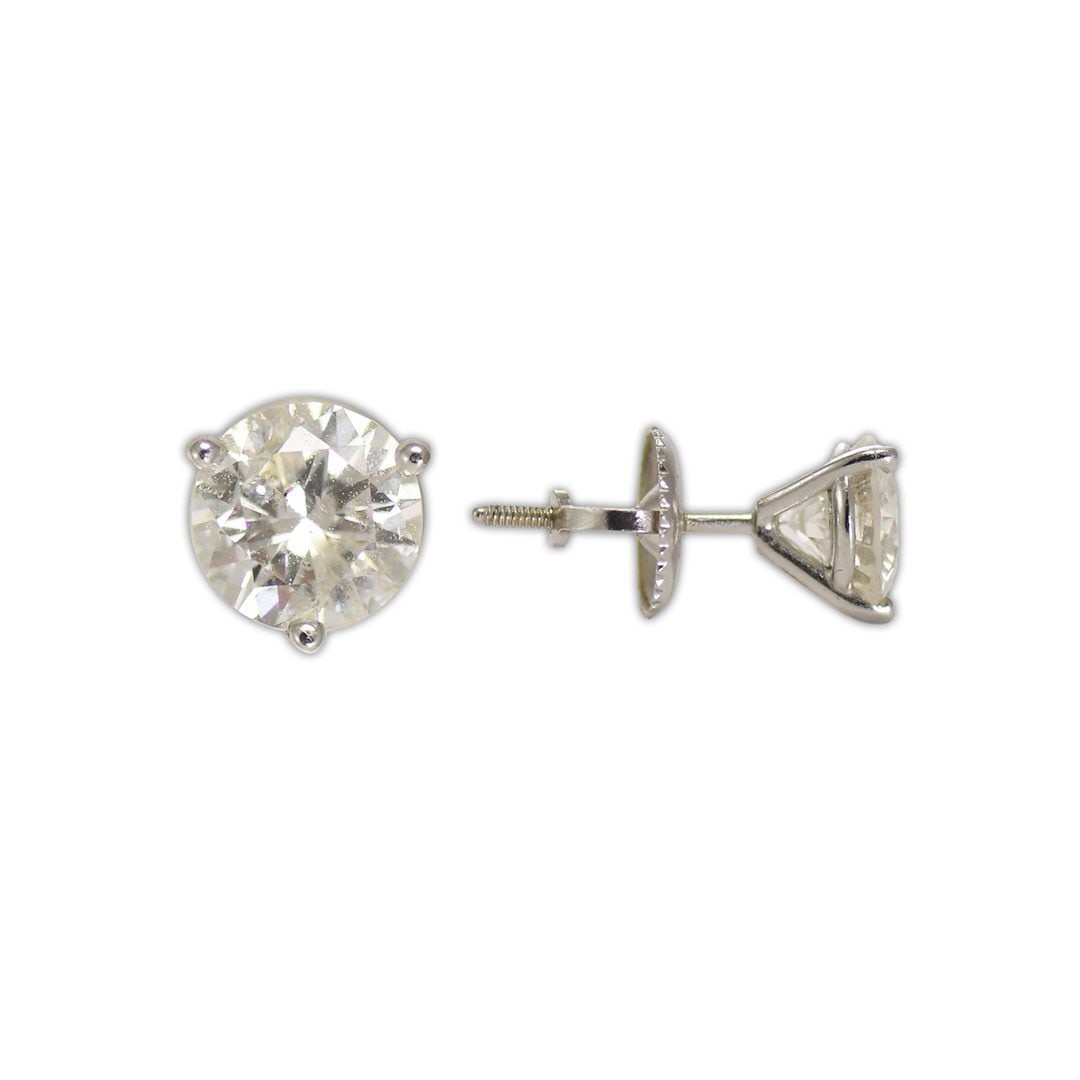 14k White Gold Diamond Stud Earrings 1.00 ct H-I I1 Clarity Screw Back: 14k White Gold Diamond Stud Earrings 1.00 ct H-I I1 Clarity Screw Back Elevate your elegance with these stunning 14k white gold diamond stud earrings. Each earring features a brilliant round cut diamo