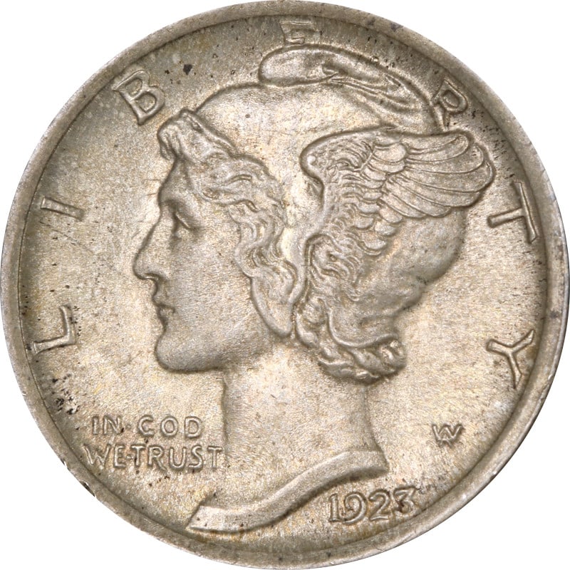 1923 Philadelphia Silver Mercury Dime with Full Split Bands (1 of 2)