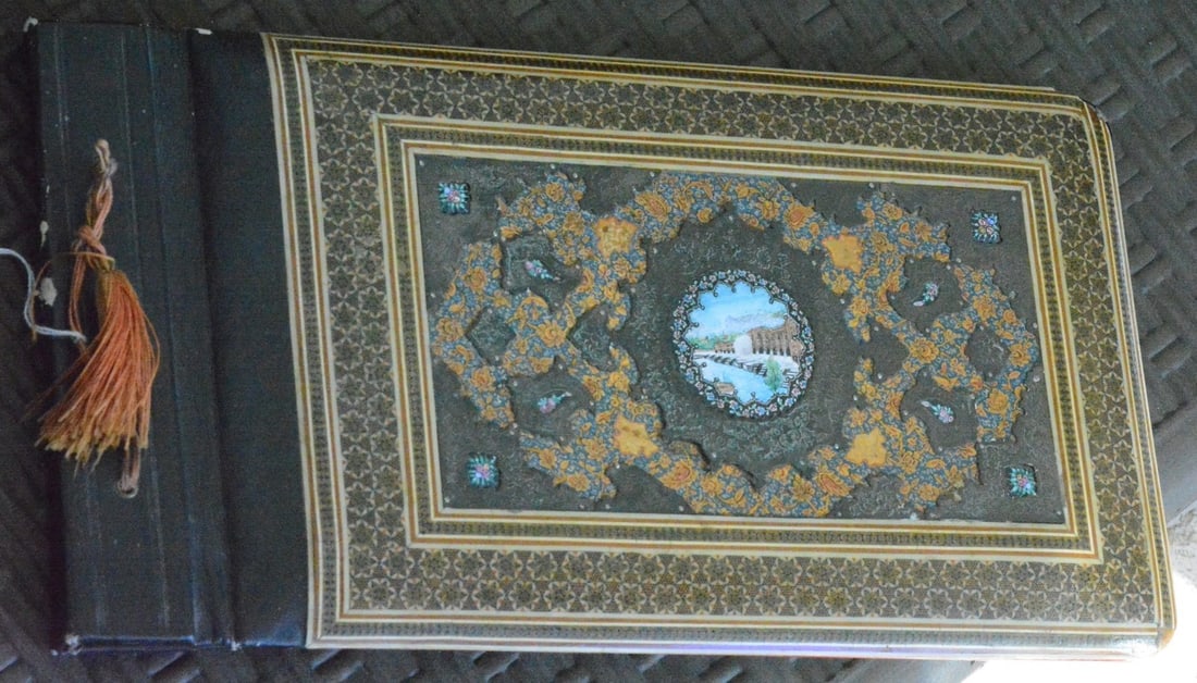 Antique 1920's Persian Middle Eastern Hand Painted Album 16 x 8.5 (1 of 7)