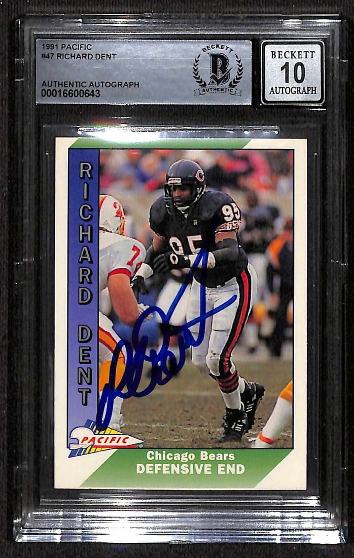 Richard Dent Signed 1991 Pacific #47 Card Auto Grade 10 Beckett (1 of 1)