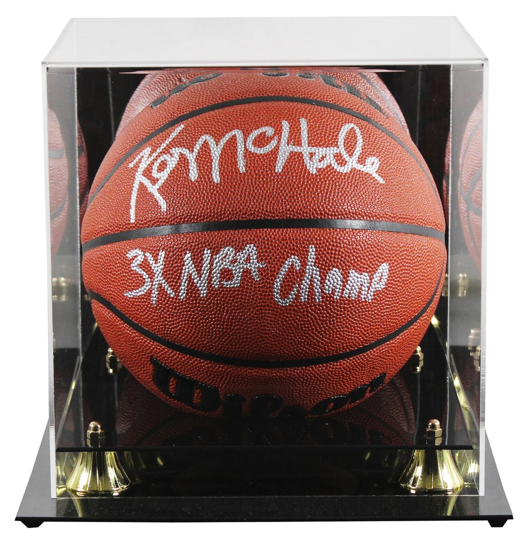 Kevin McHale Signed Wilson Basketball with 3x NBA Champ Inscription and BAS Authenticated Case (1 of 5)