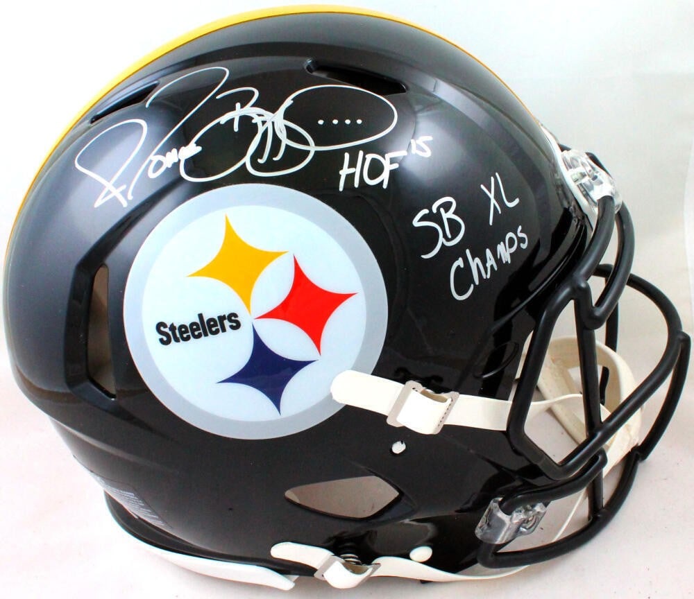 Jerome Bettis Autographed Steelers Helmet with HOF SB Champs Inscription (1 of 5)