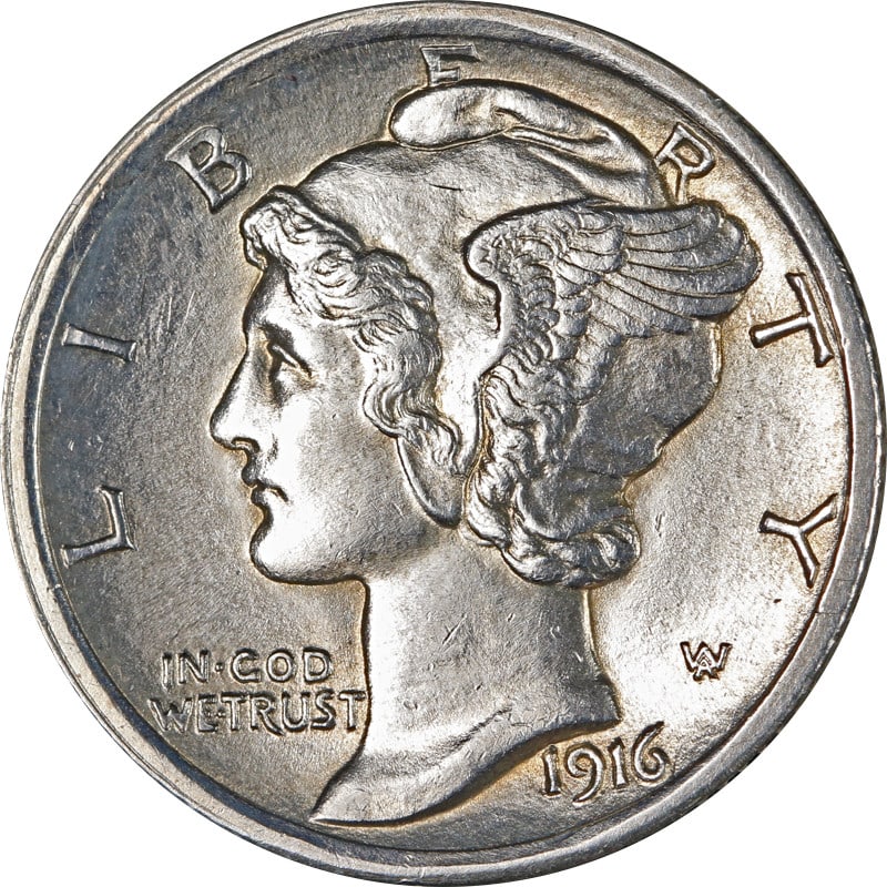 Silver 1916 Philadelphia Mercury Dime with Full Split Bands (1 of 2)