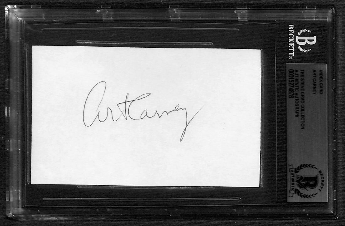 Art Carney Ed Norton Signed 3x5 Index Card Beckett Authenticated (1 of 1)