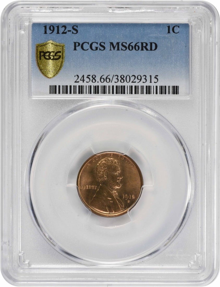1912-S Lincoln Wheat Cent MS66RD Certified by PCGS (1 of 4)