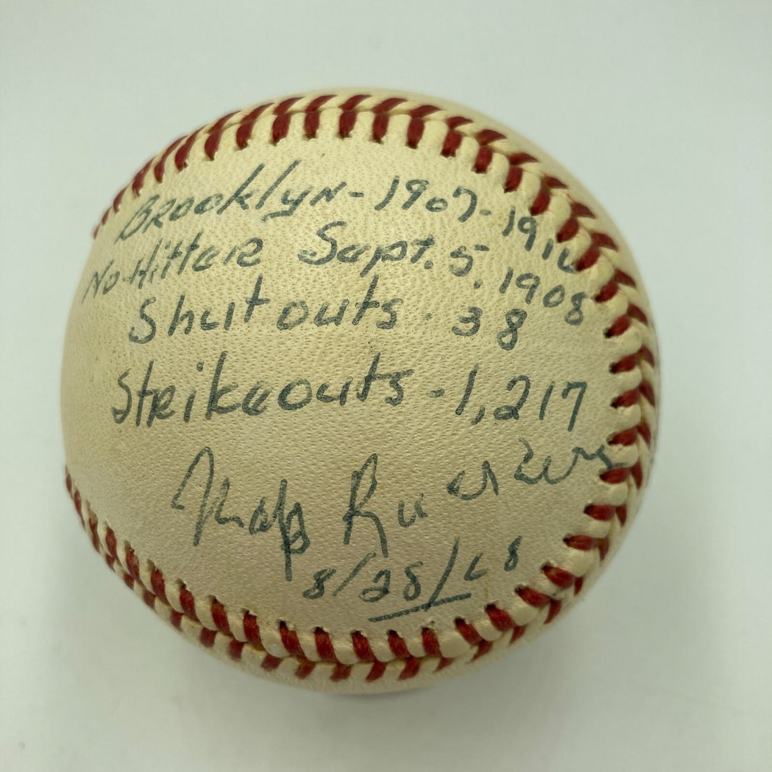 Nap Rucker Signed Baseball with Career Milestones JSA COA: Nap Rucker Signed Baseball with Career Milestones JSA COA This is an official National League baseball (Giles) signed by pitcher Nap Rucker, who made history as the first left-handed pitcher to throw