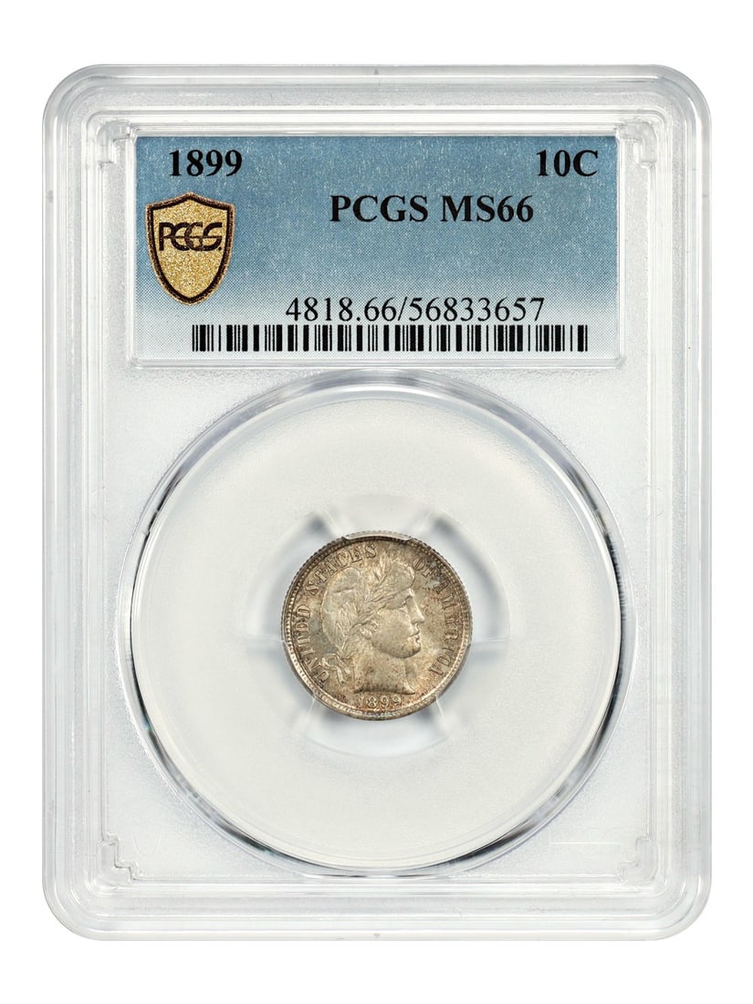 PCGS MS66 1899 Barber Dime 10 Cent Uncirculated Coin (1 of 4)