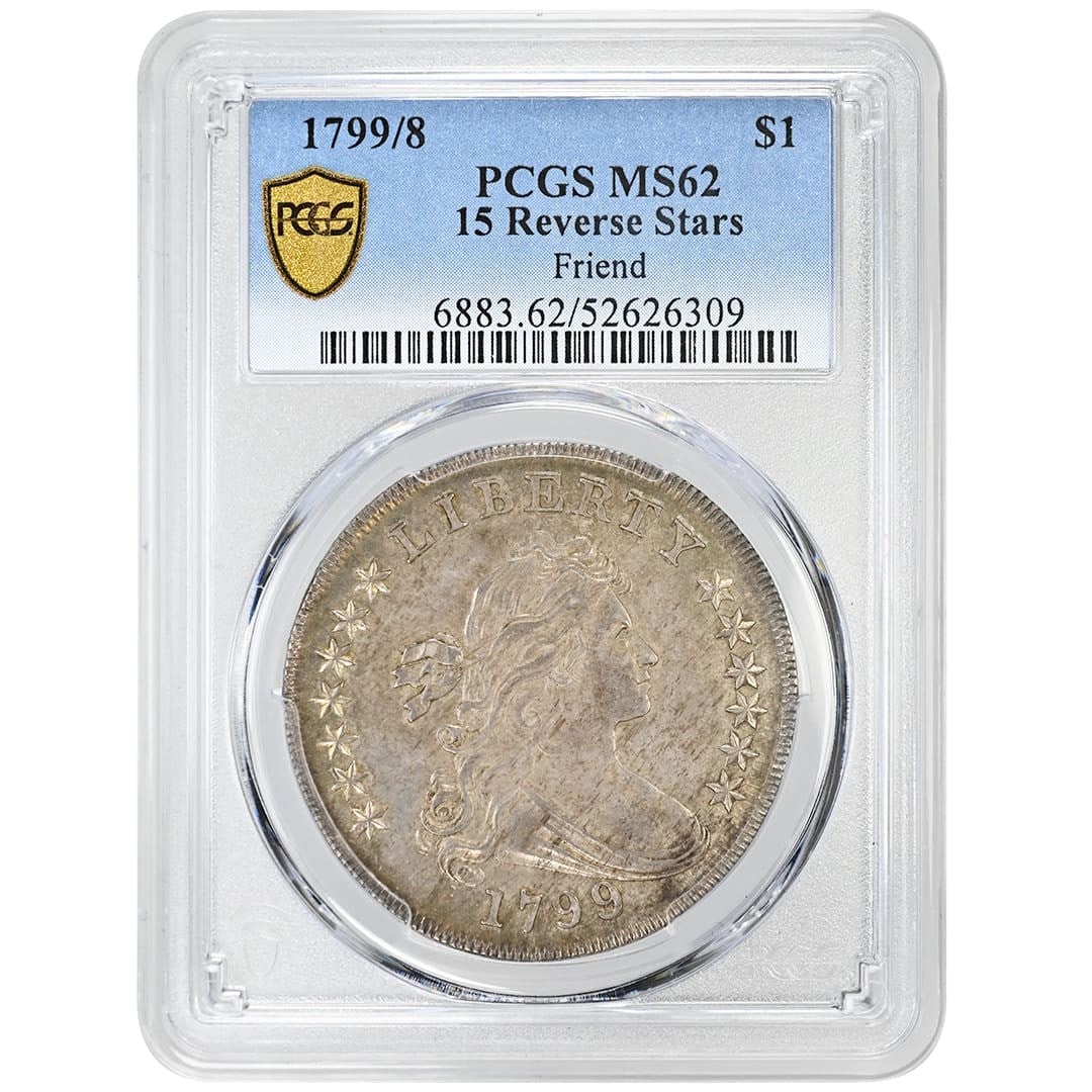 1799/8 $1 Draped Bust Dollar PCGS MS62 Rare 15 Stars Coin (1 of 4)