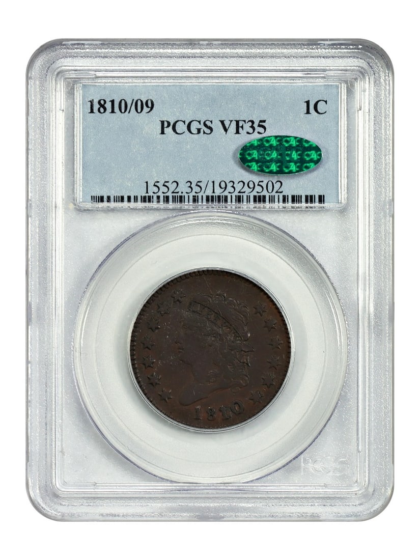 Classic Head 1810 Overdate Cent PCGS CAC VF35 Certified Brown (1 of 4)
