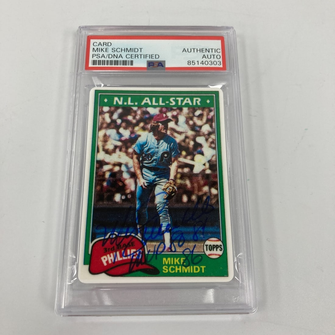 1981 Topps Mike Schmidt MVP 1986 Signed Baseball Card PSA Authenticated (1 of 3)