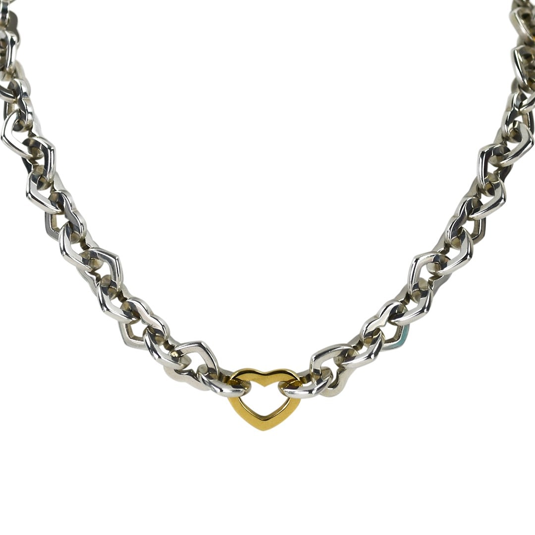 Sterling Silver Heart Pendant Necklace with 18K Yellow Gold Accent 16 Inch (1 of 5)