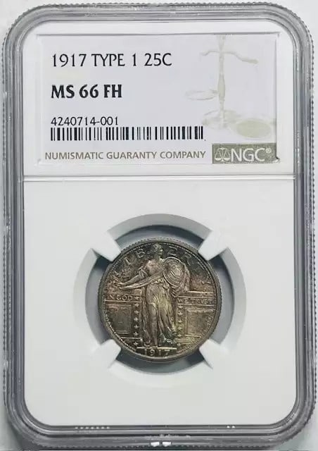 1917 Standing Liberty Quarter NGC MS66 FH Uncirculated Silver Coin: 1917 Standing Liberty Quarter NGC MS66 FH Uncirculated Silver Coin This 1917 Standing Liberty Quarter is certified by NGC with a grade of MS 66 and features the Full Head designation, indicating excep