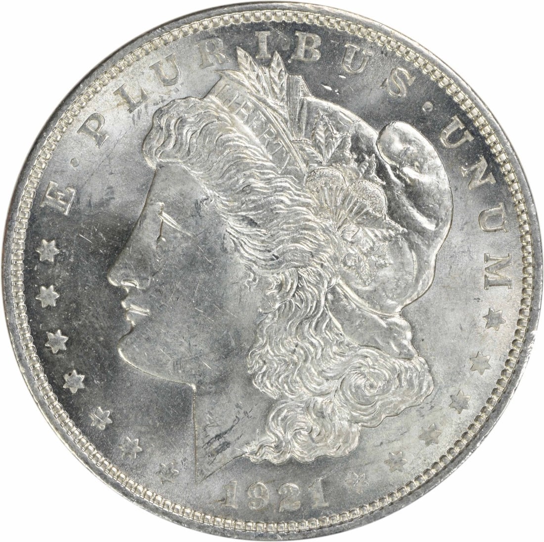 1921 Morgan Silver Dollar Uncertified Choice BU Silver Coin: 1921 Morgan Silver Dollar Uncertified Choice BU Silver Coin This 1921 Morgan Silver Dollar showcases a stunning uncirculated condition, graded as Choice BU. The coin, composed entirely of silver, is a