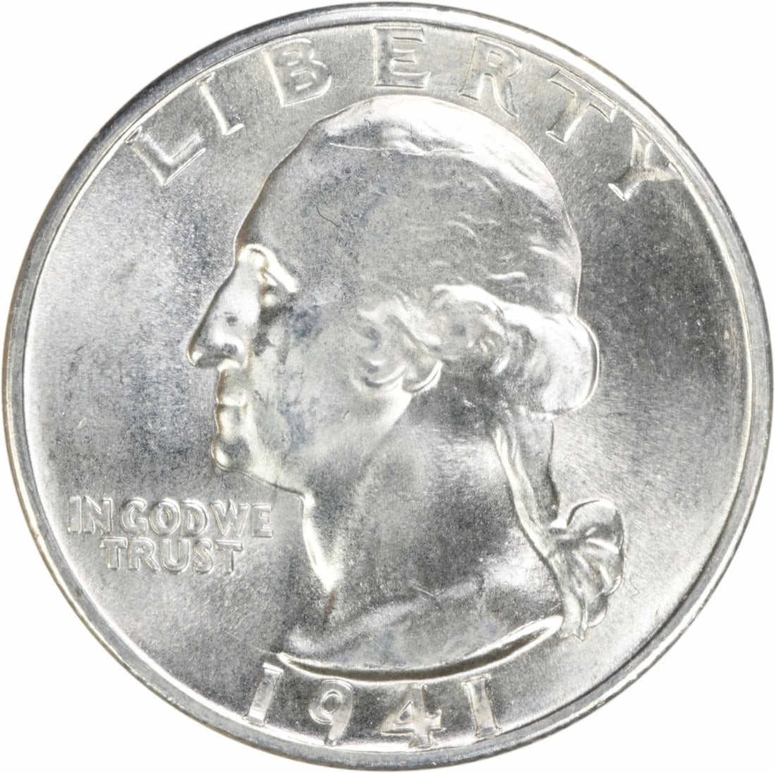 Uncirculated 1941-D Silver 25C Washington Quarter Choice BU Plus (1 of 2)