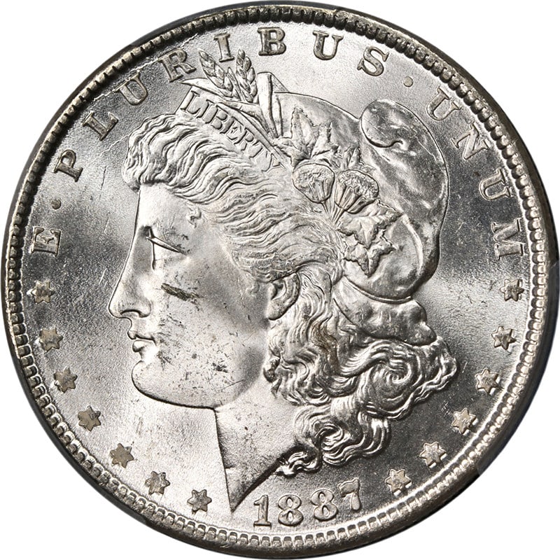 1887-P Morgan Silver Dollar PCGS MS64+ Strong Strike Silver Coin (1 of 4)